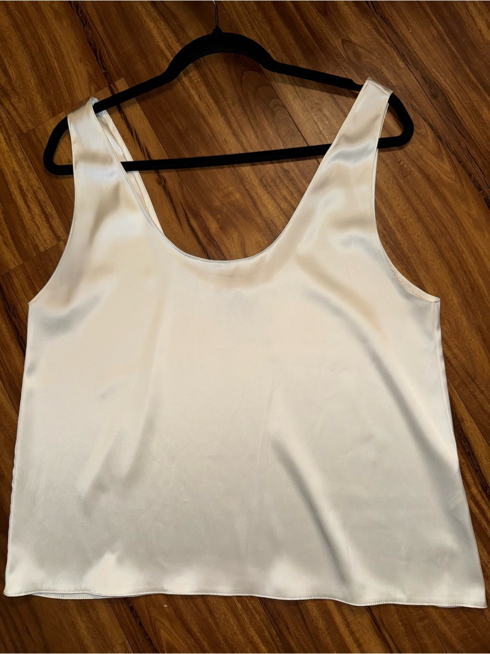 Zara Satin Scoop Neck Tank Top in Ivory - Picture 6 of 6